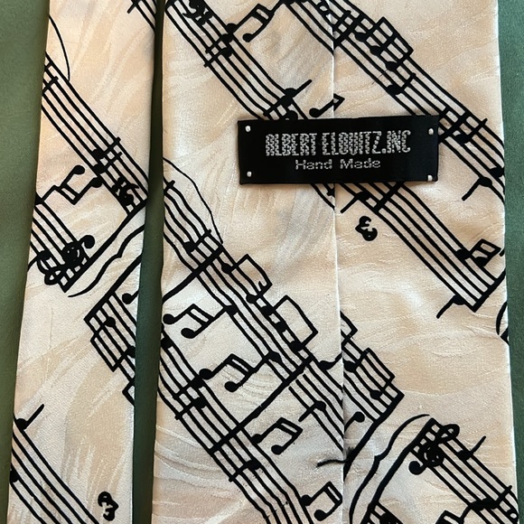 Vintage Albert Elouitz Inc Hand Made Tie for Men, Bar Music Notes Piano - Picture 4 of 5